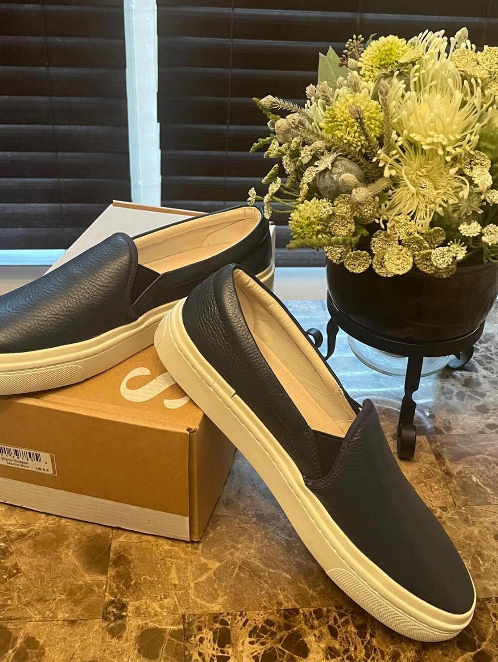 Soludos Ibiza Marine Blue Leather Slip-on Sneakers Women's Sz 9, Sz 9.5 NEW